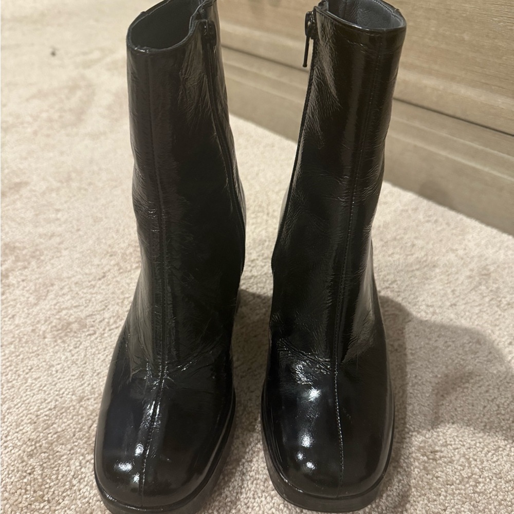 JONAK Black Patented  Leather Heeled Boots